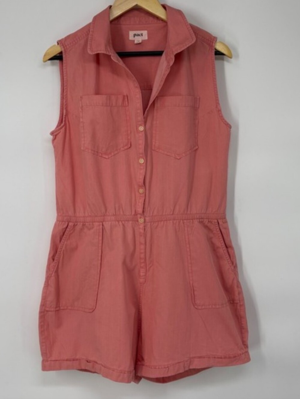 Pact Organic Pink Sleeveless Romper Medium